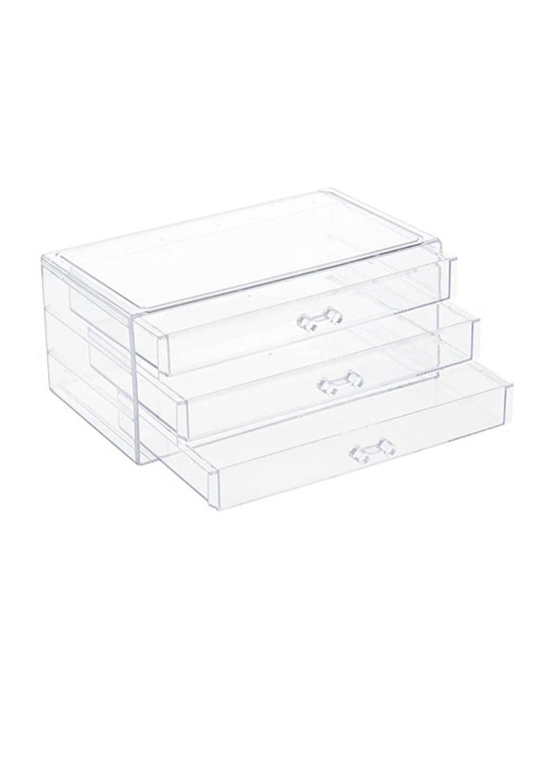 Yuwell Cosmetic Makeup Organizer With 3 Drawers And Brush Organizer Acrylic Skin Care Storage Display Case For Bathroom Countertop And Bedroom Vanity Dresser - Image 2