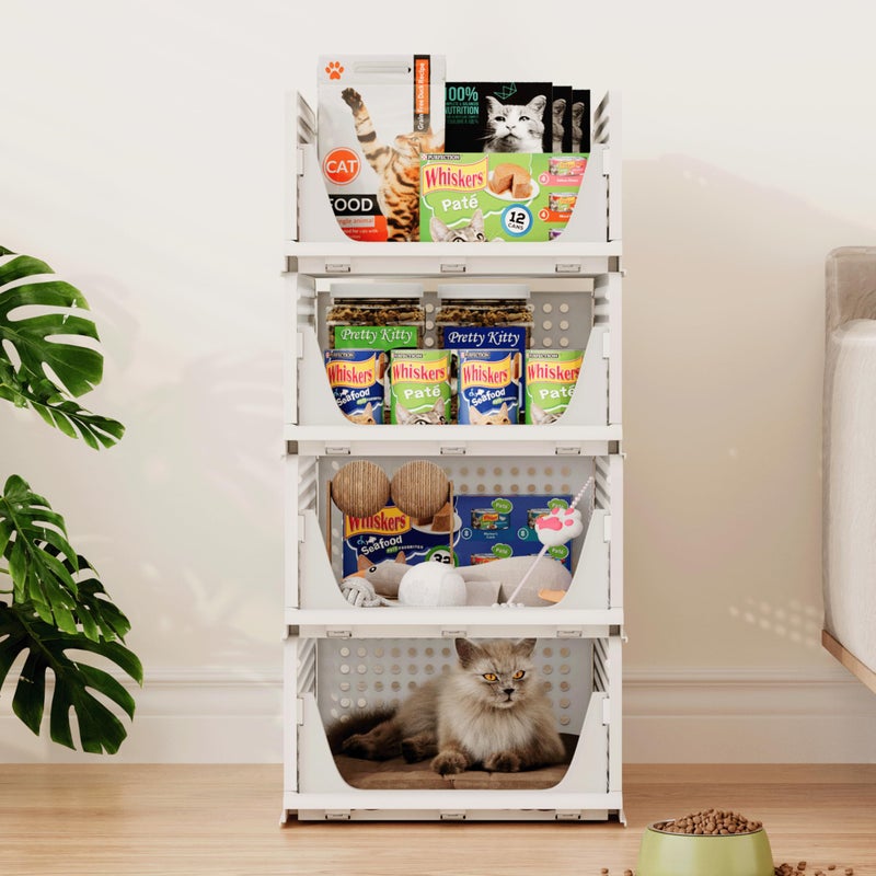 Pinkpum 5 Pack Stackable Plastic Storage Closet Organizers and Storage Bins Drawer Shelf Storage Container for Wardrobe Cupboard Kitchen Bathroom Office White - Image 5