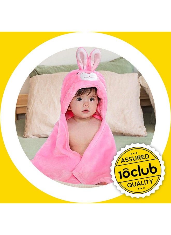 My NewBorn - By 10Club 3 In 1 Hooded Baby Blanket Wrapper (Pink) ; Towel For Baby Boy And Girl ; All Season Soft Swaddle For 0 12 Months ; Nursing Baby Gift ; Unisex Comforter ; Receiving Blanket - Image 1