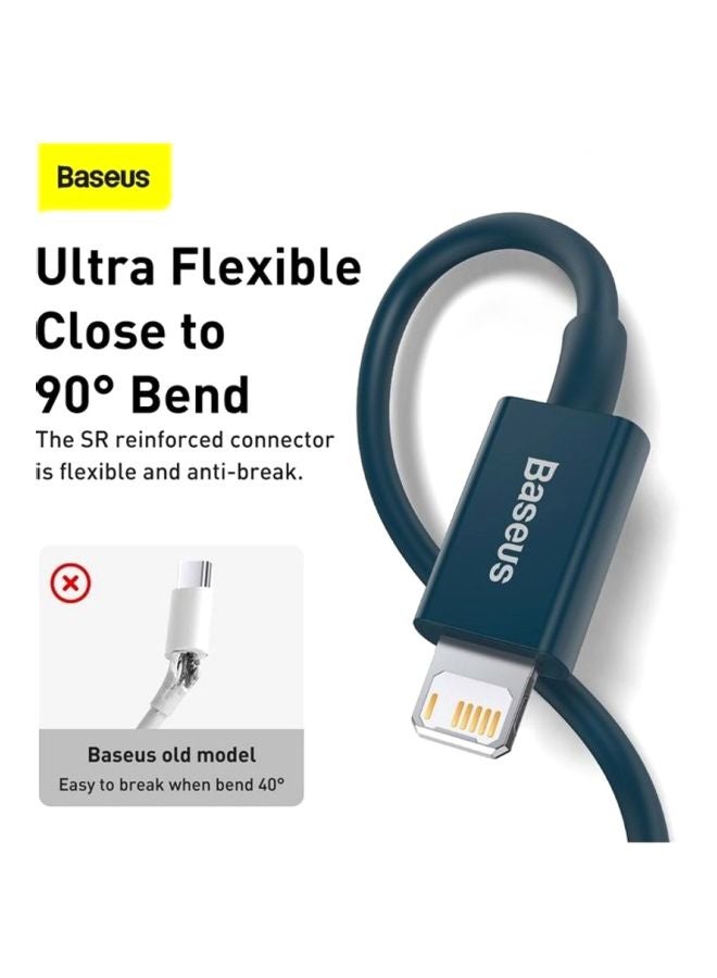 Baseus Superior Series USB to Lightning-Fast Charging Cable Data Transfer 2.4A for iPhone 13 12 11 Pro Max Mini XS X 8 7 6 5 SE iPad and More (1M) Blue - Image 5