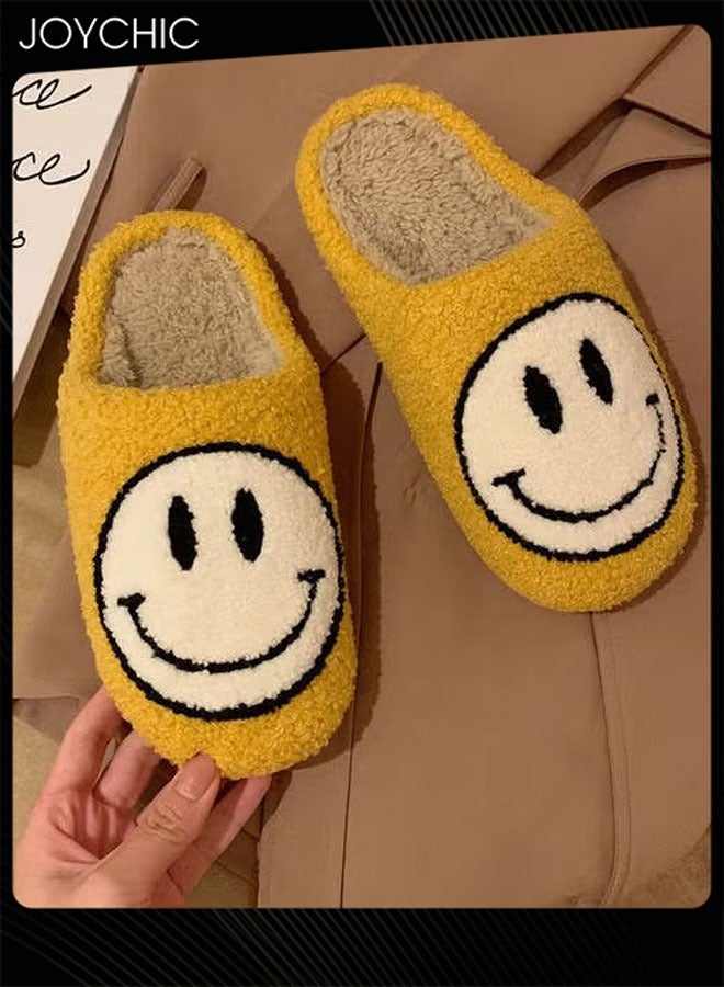 Joychic Smiley Face Designed Bedroom Slippers Yellow/White - Image 1