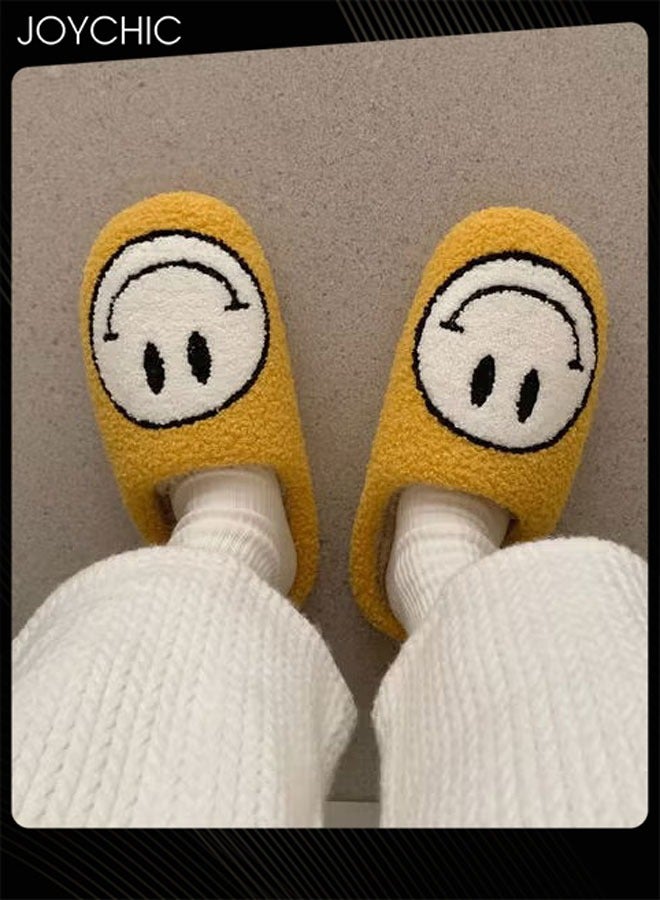 Joychic Smiley Face Designed Bedroom Slippers Yellow/White - Image 2