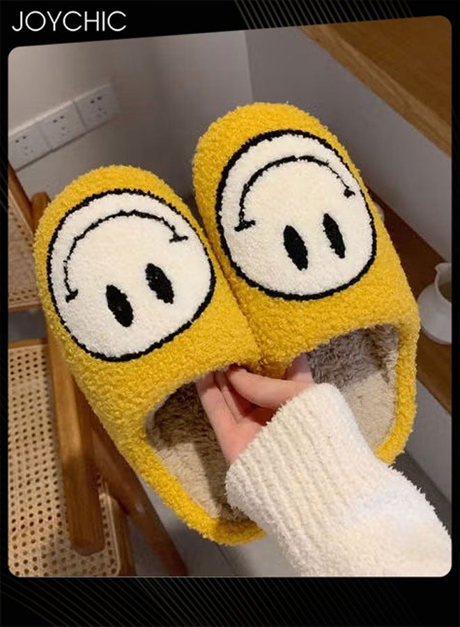 Joychic Smiley Face Designed Bedroom Slippers Yellow/White - Image 3