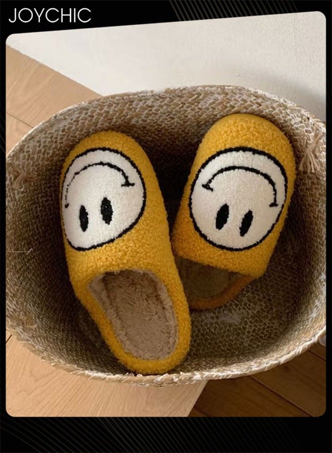 Joychic Smiley Face Designed Bedroom Slippers Yellow/White - Image 4