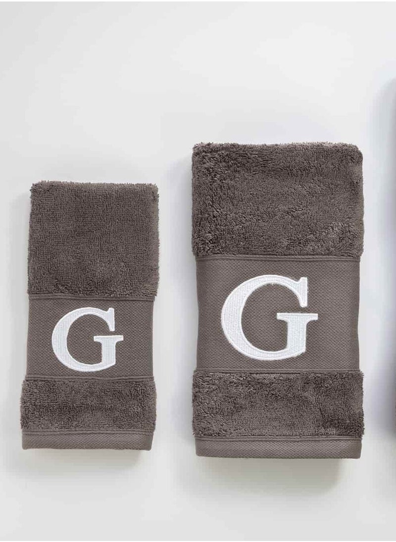 Orange Bed & Bath - Wave 100% Cotton Towel Bath Set Embroidered Letters 3 Piece - Image 1