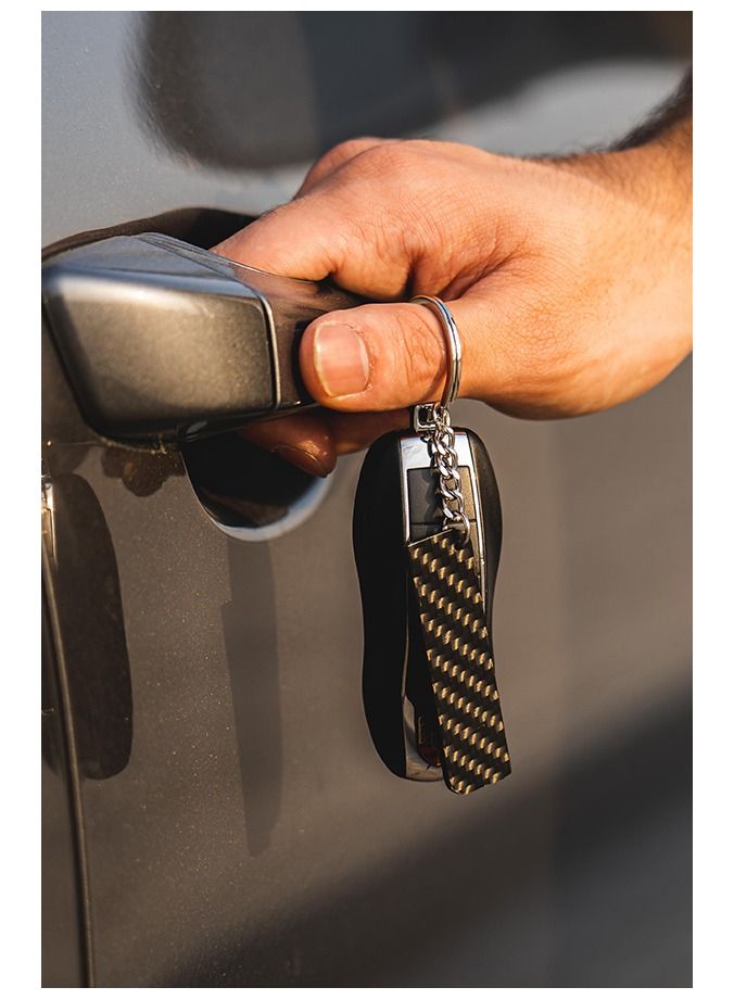 سي ار بي ان سلسلة مفاتيح رفيعة من ألياف الكربون على شكل مستطيل نسيج قطني طويل - Image 2