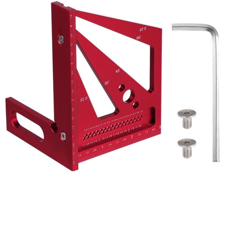 Multi Angle Aluminum Ally 3D Measuring Ruler Imperial Measurements Red Hex Wrench - Image 2
