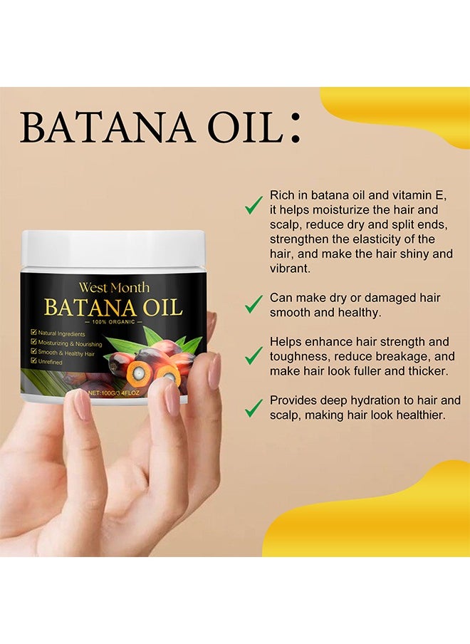 West&Month Batana Oil for Hair Growth and Repair -100% Pure, Unrefined Oil from Honduran Rainforests Prevent Hair Loss and Enhances Hair Thickness in Men & Women 100g  - Image 4