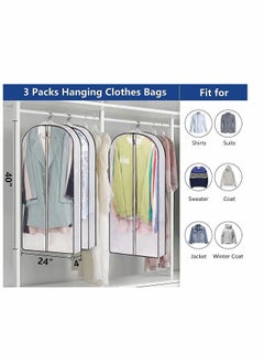 Generic Garment Bags,  Hanging Garment Bags, 40" Hanging Garment Bags for Closet Storage Suit Bag 4" Gusseted Clear Clothes Cover for Coat, Jacket, Sweater (3 Packs)  - Image 5