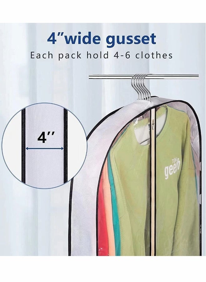 Garment Bags,  Hanging Garment Bags, 40" Hanging Garment Bags for Closet Storage Suit Bag 4" Gusseted Clear Clothes Cover for Coat, Jacket, Sweater (3 Packs) - Image 2
