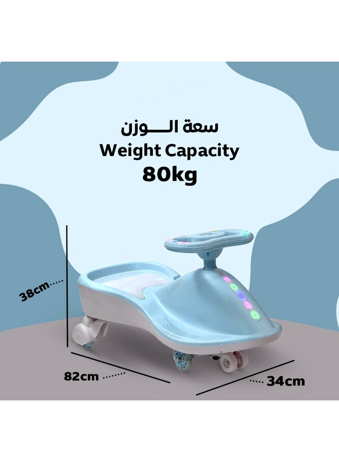 AL BADER Magic Swing Cars for Kids, Twister Magic Ride on Kids Car with LED Wheels, Kids Push Ride on Car With Lighted Seat, Strongest and Smoothest Twister Magic Ride Car for Kids With Music, Blue.  - Image 3