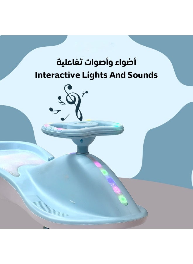 AL BADER Magic Swing Cars for Kids, Twister Magic Ride on Kids Car with LED Wheels, Kids Push Ride on Car With Lighted Seat, Strongest and Smoothest Twister Magic Ride Car for Kids With Music, Blue.  - Image 4