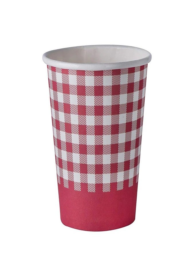 Hammont Picnic Cups - 9 oz Gingham BBQ Party Supplies - Birthday | Backyard | Picnic Decorations - Red & White Checkered Disposable Paper Cups (50 Pack) - Image 2