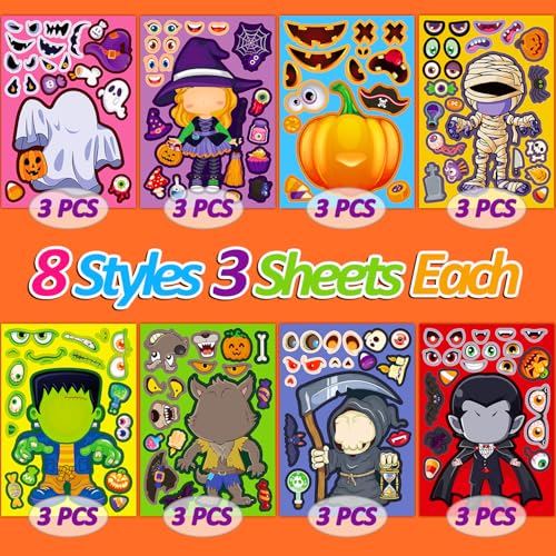 SmilinFit Halloween Stickers for Kids, DIY Crafts Halloween Goodie Bag Stuffers, Party Games Activities Pumpkin Stickers Party Favors Decorations Supplies - Image 2