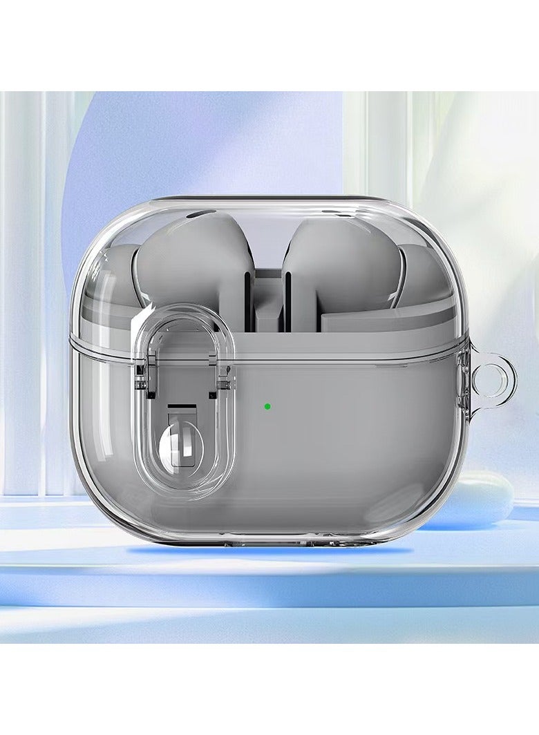 Case for Samsung Galaxy Buds3 and Galaxy Buds3 pro(2024) Silicone Earphones Cover Secure Lock Protective，Shockproof Wireless Earbuds Protective Cover with Keychain(Clear Black)  - Image 2