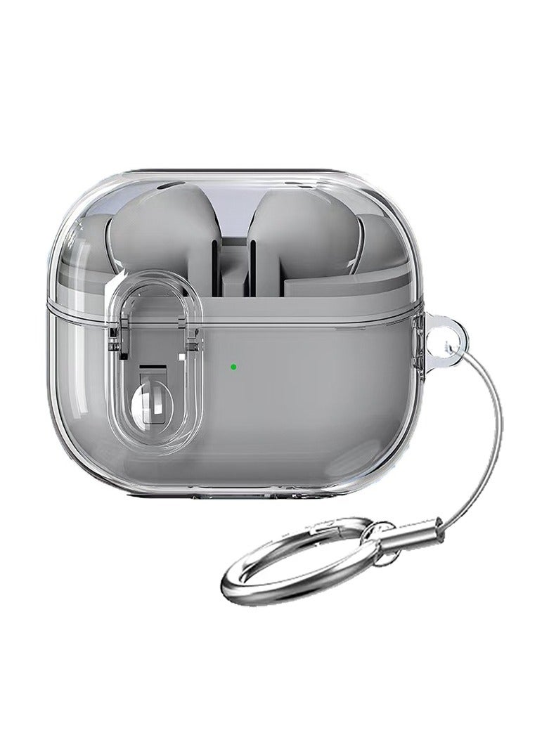 Case for Samsung Galaxy Buds3 and Galaxy Buds3 pro(2024) Silicone Earphones Cover Secure Lock Protective,Shockproof Wireless Earbuds Protective Cover with Keychain(Clear Black)