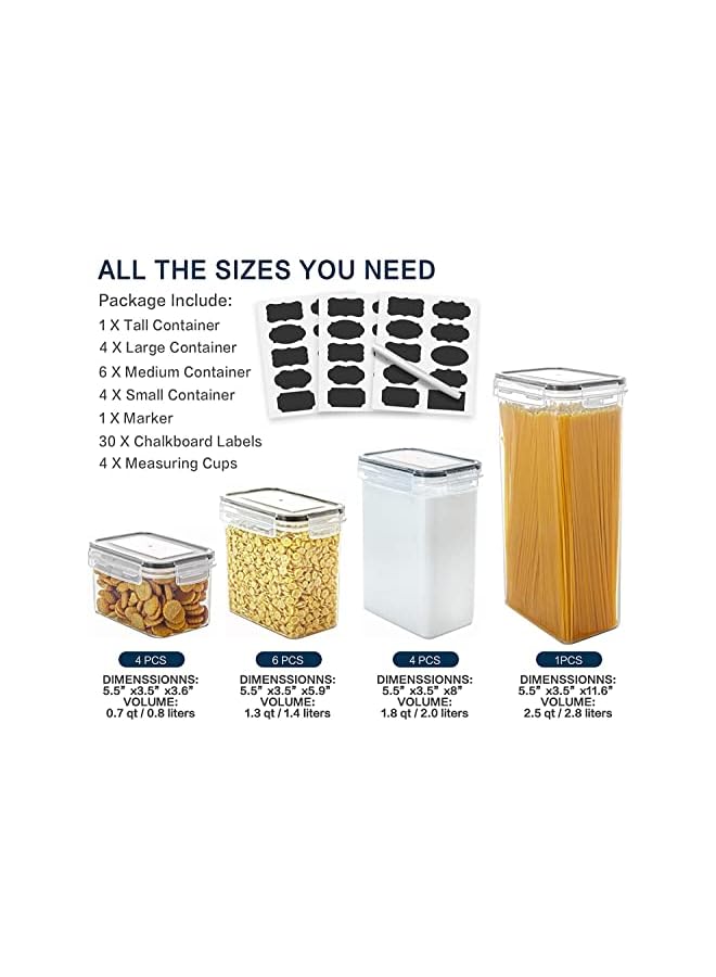 Premify Airtight Food Storage Containers | 14pcs Airtight Stackable Plastic Kitchen Containers & Storage Set With Labels & Marker | BPA Free Dishwasher, Microwave & Freezer Safe - Image 3