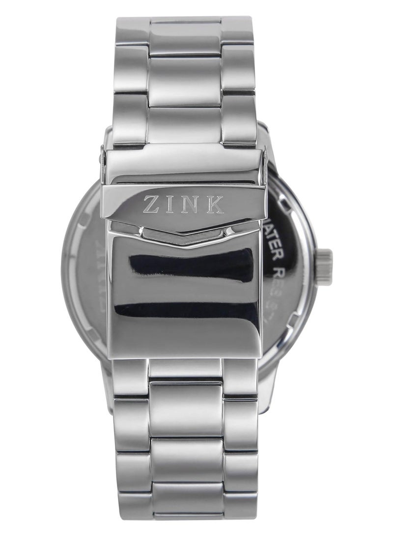 زنك ساعة ZINK ZK127G1SS-26 الأنيقة - ساعة رجالية عصرية بمينا أسود وسوار فضي من الفولاذ المقاوم للصدأ - Image 4