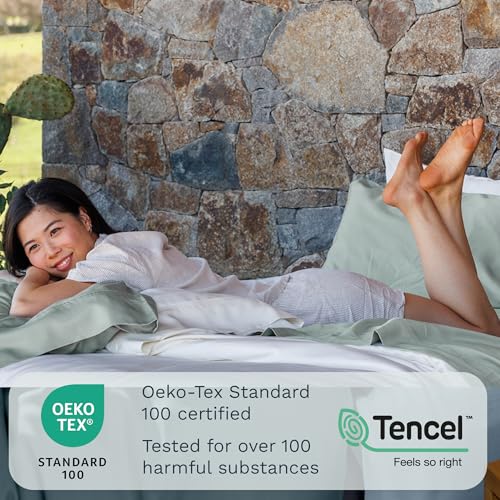 Olive + Crate Tencel Lyocell Eucalyptus Sheets King Size - Cooling Tencel Sheets for Hot Sleepers with 18 Inch Deep Pocket Fit - Eucalyptus 4-Piece Set - Image 3