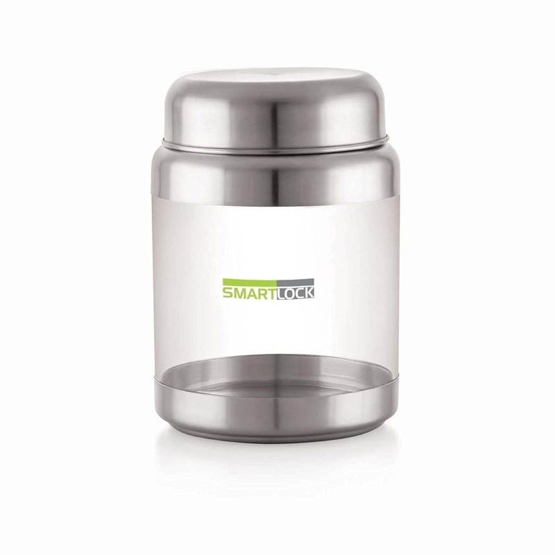 SMARTLOCK Onyx Stainless Steel Transparent See Through Container Set of 1 1850 ml Each - Image 1