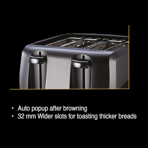 Usha iToast 4 Slice Pop Up Toaster | 1400W | 6 Browning Settings | Cool Touch, Shock Proof Plastic Body| Removable Crumb Tray | Automatic Bread Centering for Uniform Browning |2 Years Warranty(Black) - Image 4