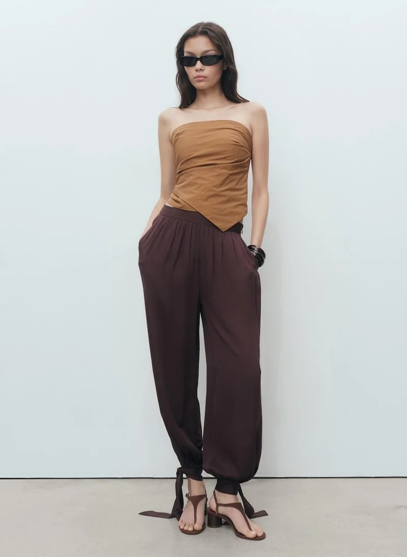MANGO Asymmetrical Strapless Top