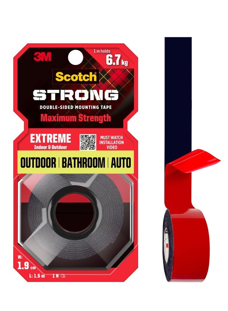 Scotch 3M Scotch Extreme Double Sided Tape, 1M Holds 6.7Kg, Works On Uneven Surfaces, Weather Resistant, Works On Indoor, Outdoor, Auto Interior Surfaces - Image 1