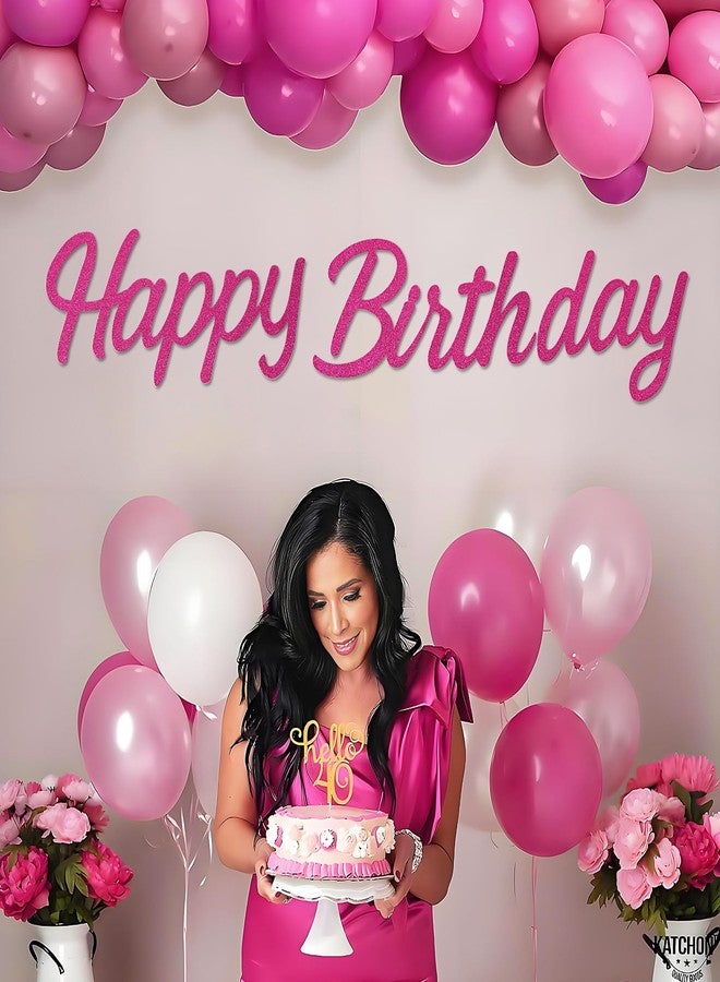MASTRON Happy Birthday Sign for Balloon Arch Backdrop - Glitter Hot Pink Birthday Party Stickers Men Women Photo Backgrounds - Image 3