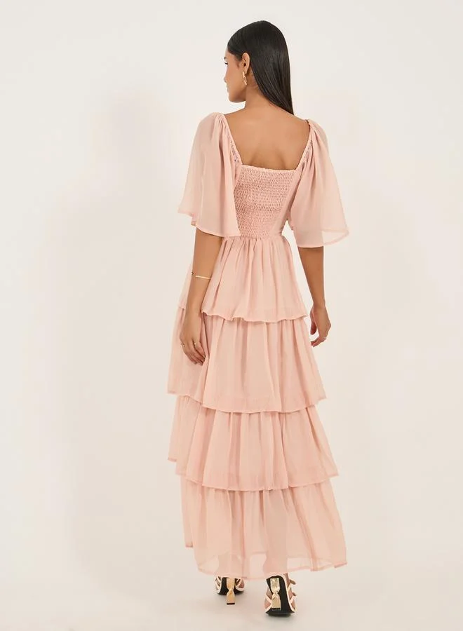 Styli Tiered Chiffon Dress