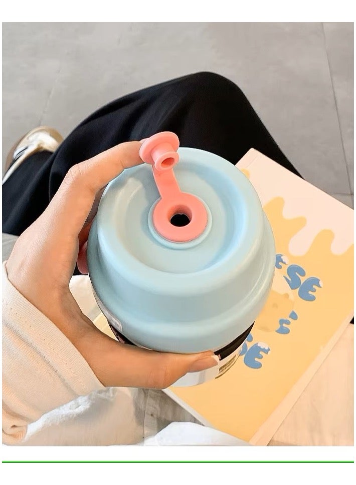 ريمي بيلا كوب ماء للأطفال بسعة 400 مل معزول من الفولاذ المقاوم للصدأ مع شفاطة، ترمس للأطفال - Image 3