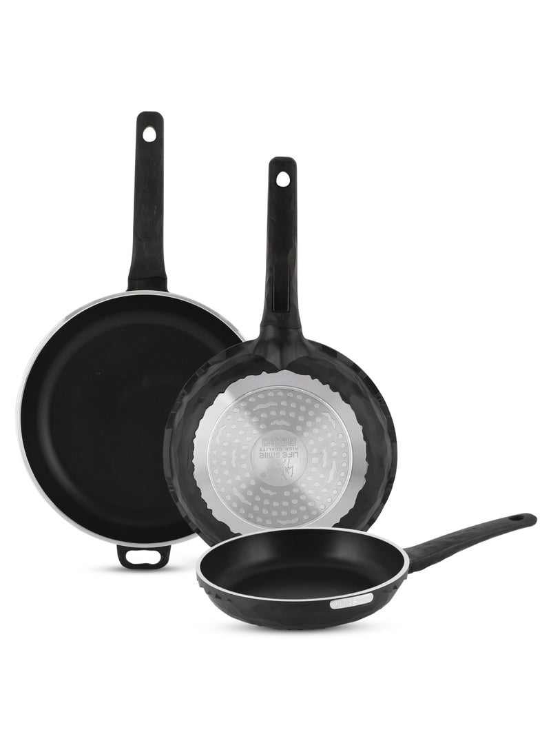 Life Smile 3-Piece Non-Stick Frying Pan Set – Induction Bottom, Durable & Easy to Clean Cookware - Image 1