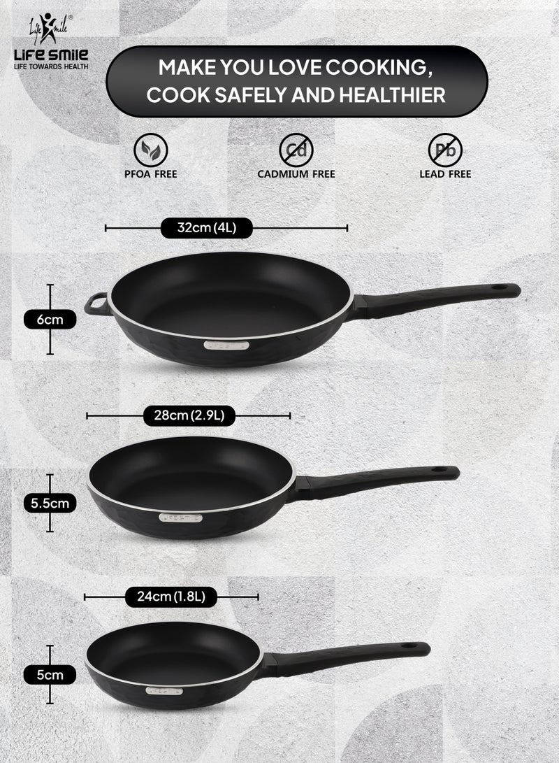 Life Smile 3-Piece Non-Stick Frying Pan Set – Induction Bottom, Durable & Easy to Clean Cookware - Image 3