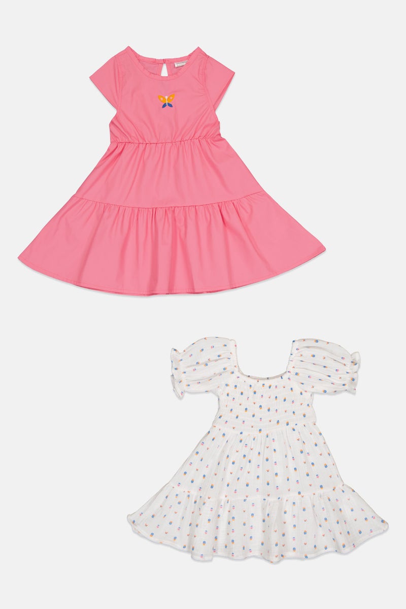 Willow & Whistle Toddlers Girl 2 Pcs Floral Print Dresses, Multicolor - Image 2