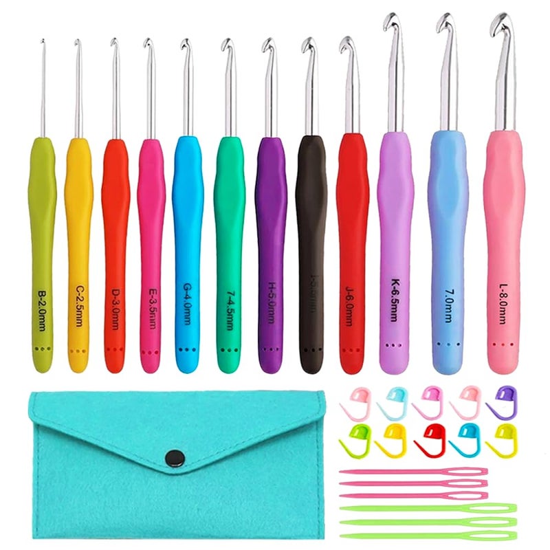 Yarniss 12 Size Crochet Hooks 2.0mm~8.0mm, Ergonomic Crochet Hooks Set with Case, Crochet Needle Tools for Beginner - Image 1