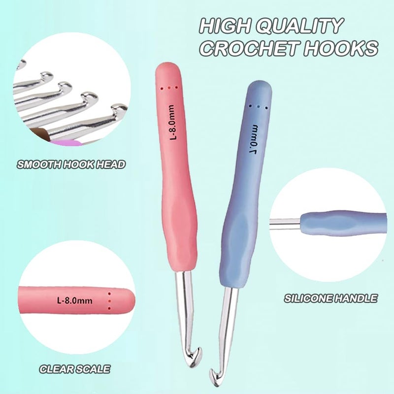 Yarniss 12 Size Crochet Hooks 2.0mm~8.0mm, Ergonomic Crochet Hooks Set with Case, Crochet Needle Tools for Beginner - Image 3
