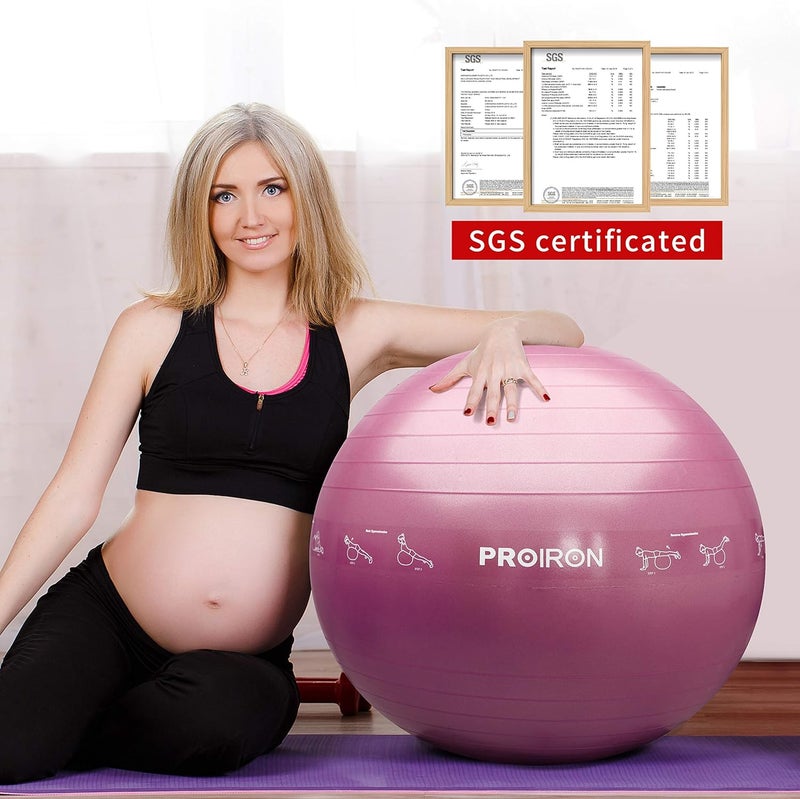 PROIRON كرة اليوغا PROIRON كرة تمارين مضادة للانفجار مع مضخة سريعة كرة جيم مقاومة للانزلاق تدعم 500 كجم كرة توازن لليوغا والولادة والحمل وثبات التمارين - Image 3