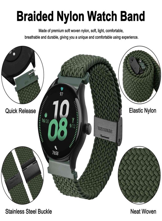 WOCCI 18mm Braided Nylon Watch Band for Men and Women, Quick Release, Black Stainless Steel Buckle (Khaki Green) - Image 3