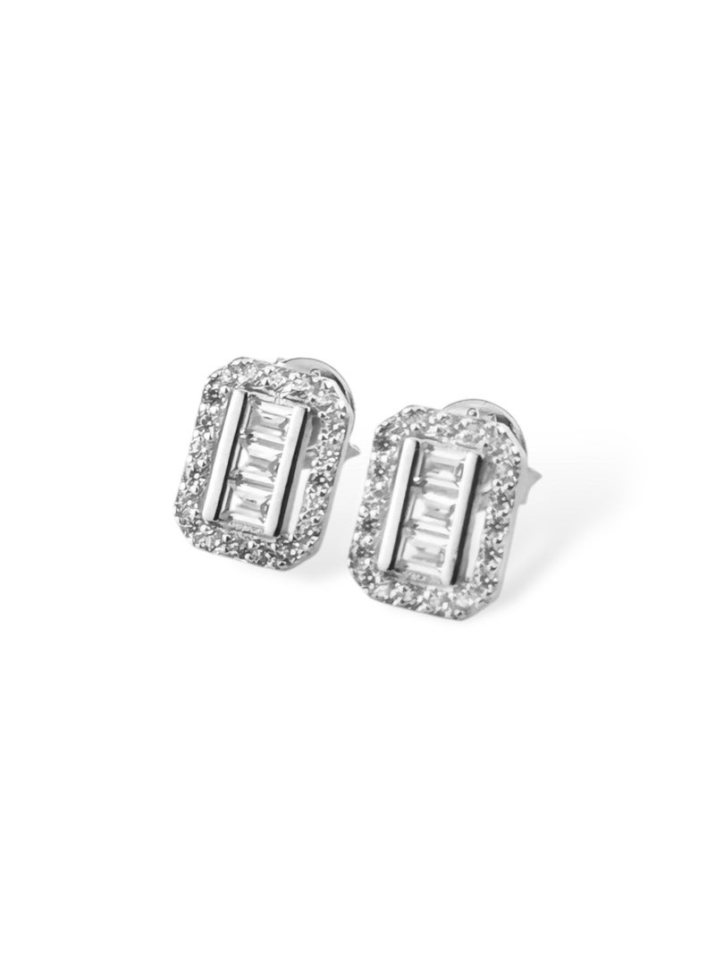 zilara Precious Rect Pave Stud Earring - Image 2