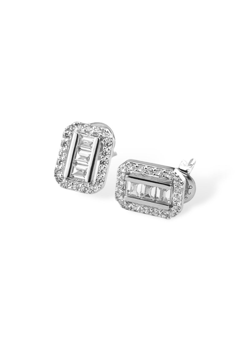 zilara Precious Rect Pave Stud Earring - Image 3