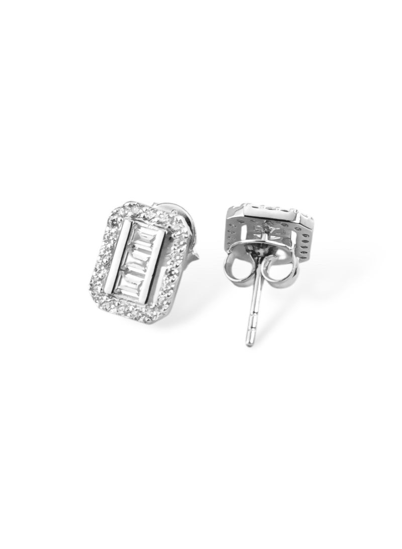 zilara Precious Rect Pave Stud Earring - Image 4
