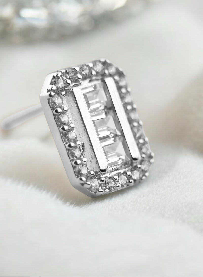 zilara Precious Rect Pave Stud Earring - Image 5