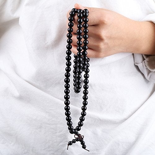 Nupuyai Natural Wood Wrap Bracelet for Women and Men, 108 Prayer Mala Beads Tibetan Necklace for Unisex Elastic Meditation Yoga Jewelry - Image 3