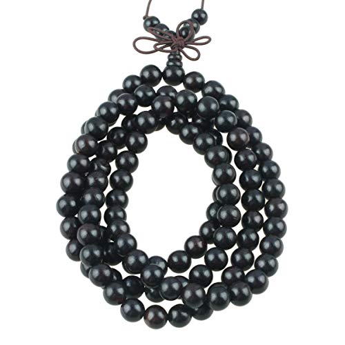 Nupuyai Natural Wood Wrap Bracelet for Women and Men, 108 Prayer Mala Beads Tibetan Necklace for Unisex Elastic Meditation Yoga Jewelry - Image 1
