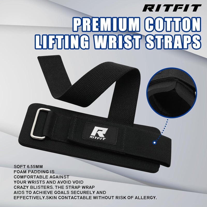 RitFit Lifting Wraps, Wrist Straps for Weightlifting, Wrist Support for Working Out, Bodybuilding, MMA, Powerlifting, Strength Training, Men & Women - Image 3