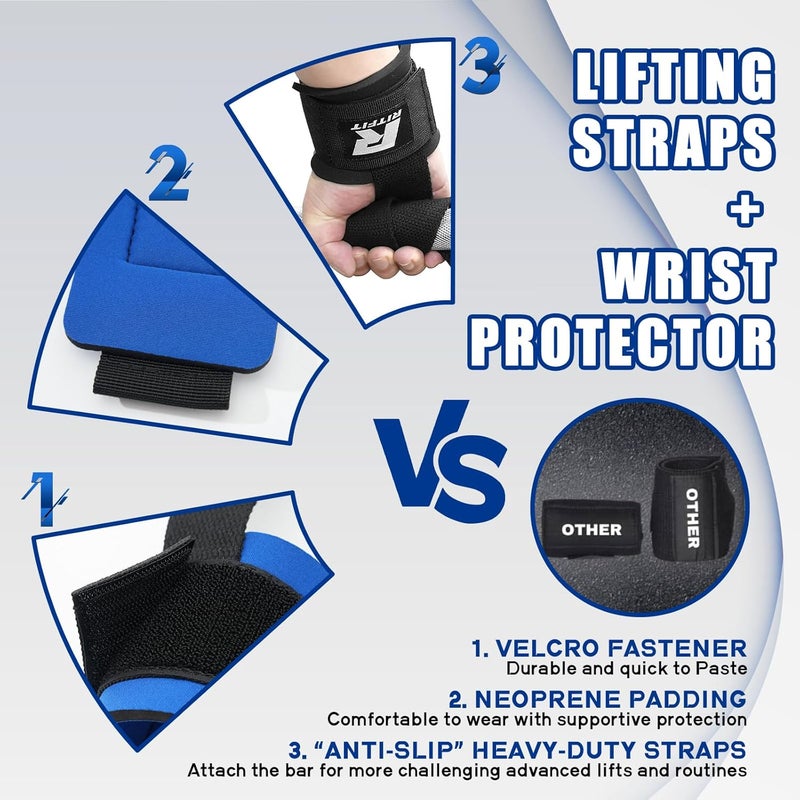 RitFit Lifting Wraps, Wrist Straps for Weightlifting, Wrist Support for Working Out, Bodybuilding, MMA, Powerlifting, Strength Training, Men & Women - Image 4