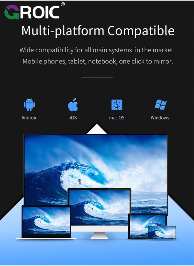GROIC HDMI Wireless Display Adapter WiFi 1080P Mobile Screen Mirroring Receiver Dongle for iPhone Mac iOS Android to TV Projector Support Miracast Airplay DLNA  - Image 2