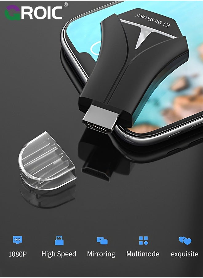 GROIC - محول عرض لاسلكي HDMI واي فاي 1080 بكسل لشاشة الهاتف المحمول مع جهاز استقبال دونجل لهاتف iPhone Mac iOS Android إلى جهاز عرض التلفزيون يدعم Miracast Airplay DLNA - Image 1