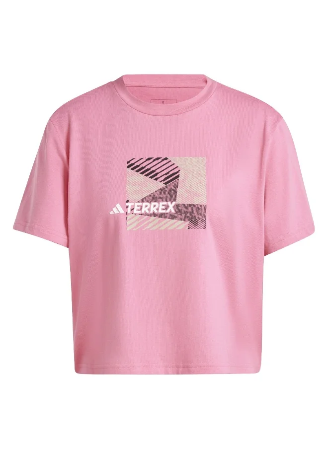 اديداس adidas Puzzle Tee Pink Hiking T-Shirts 2XS