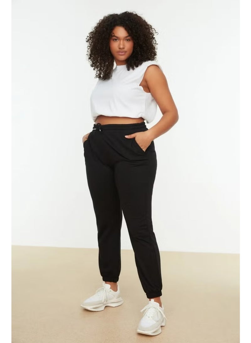 ZYM Star Women's Black Plus Size Jegger Leg Elastic Double Yarn Sweatpants - Image 2