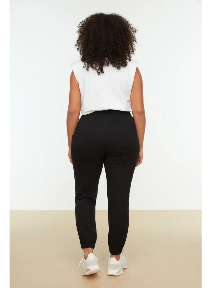 ZYM Star Women's Black Plus Size Jegger Leg Elastic Double Yarn Sweatpants - Image 3